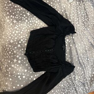 Kendall & Kylie Black Corset Front Cropped Blouse